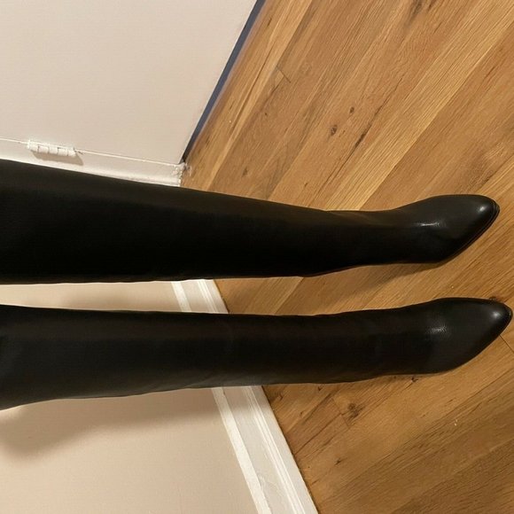 NIB JIMMY CHOO BLACK Leather OVER THE KNEE Thigh High Boots Booties 9 Stiletto - Picture 12 of 14